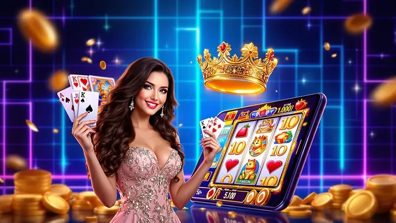 Layar permainan slot dengan simbol dan susunan reel